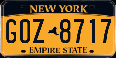 NY license plate GOZ8717