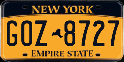 NY license plate GOZ8727