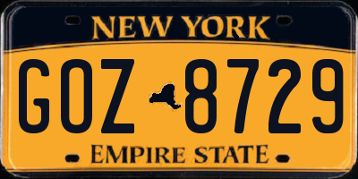NY license plate GOZ8729