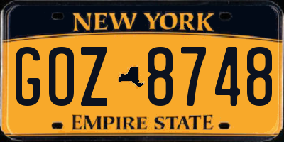 NY license plate GOZ8748
