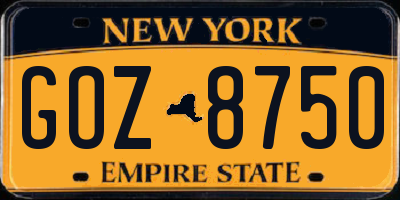 NY license plate GOZ8750