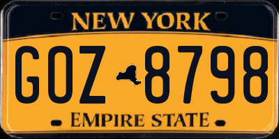 NY license plate GOZ8798
