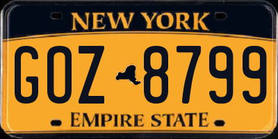 NY license plate GOZ8799