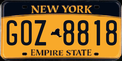 NY license plate GOZ8818