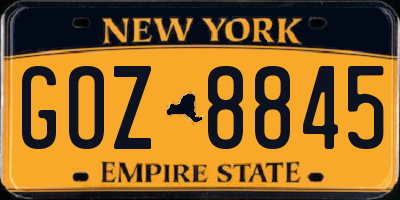 NY license plate GOZ8845