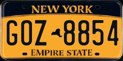 NY license plate GOZ8854