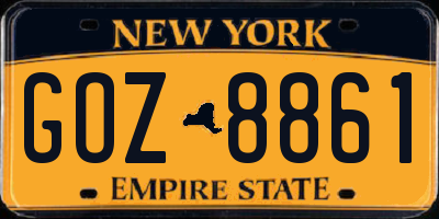 NY license plate GOZ8861