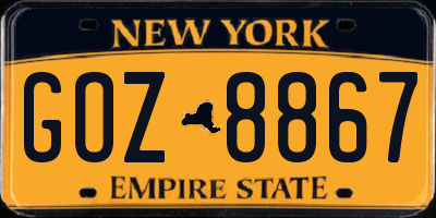 NY license plate GOZ8867