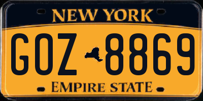NY license plate GOZ8869
