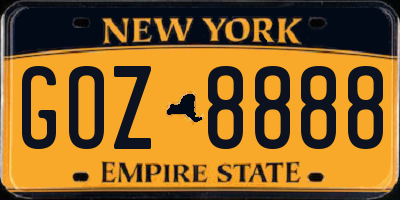 NY license plate GOZ8888