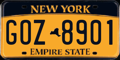 NY license plate GOZ8901