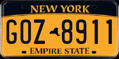 NY license plate GOZ8911