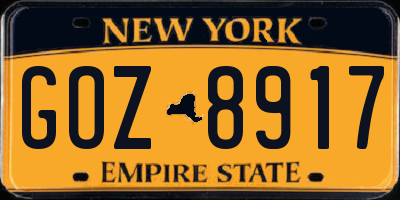 NY license plate GOZ8917