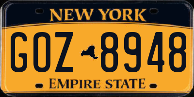NY license plate GOZ8948