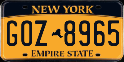 NY license plate GOZ8965