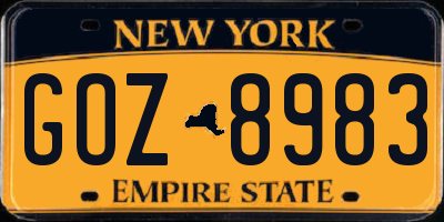 NY license plate GOZ8983