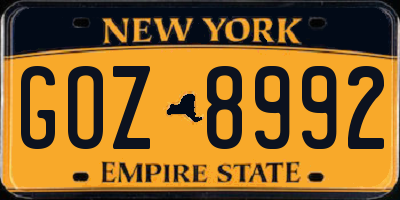 NY license plate GOZ8992