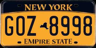 NY license plate GOZ8998