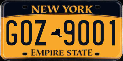 NY license plate GOZ9001