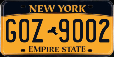 NY license plate GOZ9002