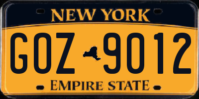 NY license plate GOZ9012