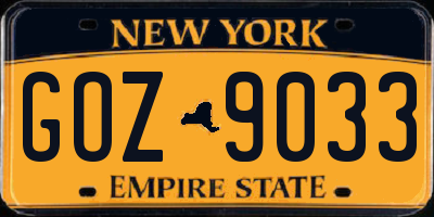 NY license plate GOZ9033