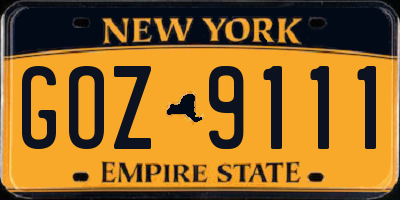 NY license plate GOZ9111