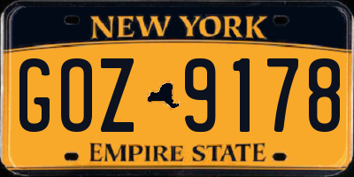 NY license plate GOZ9178