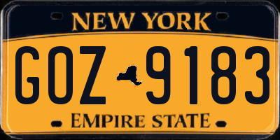 NY license plate GOZ9183