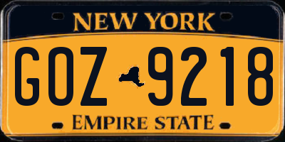 NY license plate GOZ9218