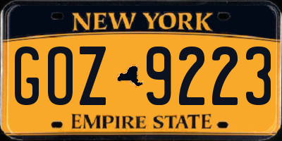 NY license plate GOZ9223