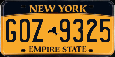 NY license plate GOZ9325