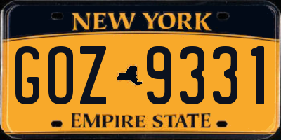 NY license plate GOZ9331
