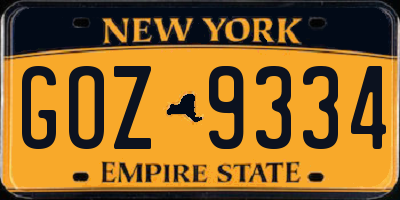 NY license plate GOZ9334