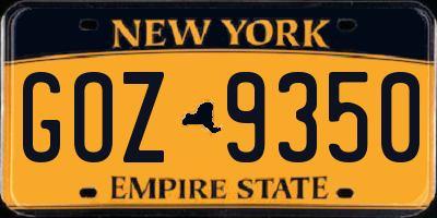 NY license plate GOZ9350