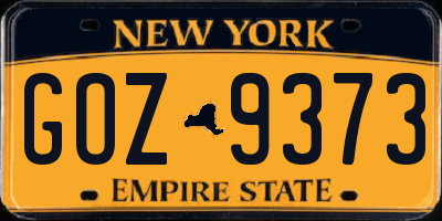 NY license plate GOZ9373
