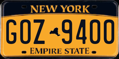 NY license plate GOZ9400