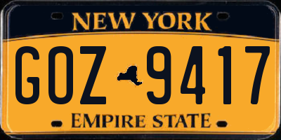 NY license plate GOZ9417