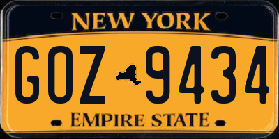 NY license plate GOZ9434