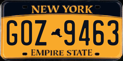 NY license plate GOZ9463