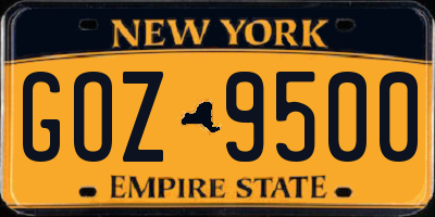 NY license plate GOZ9500