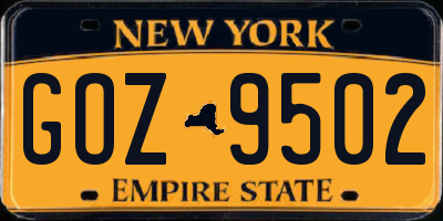 NY license plate GOZ9502