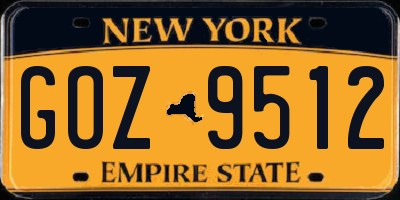 NY license plate GOZ9512