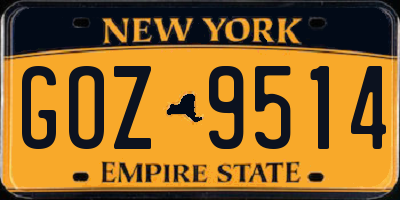 NY license plate GOZ9514