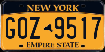 NY license plate GOZ9517