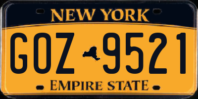 NY license plate GOZ9521