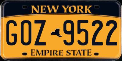 NY license plate GOZ9522
