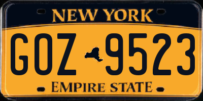 NY license plate GOZ9523