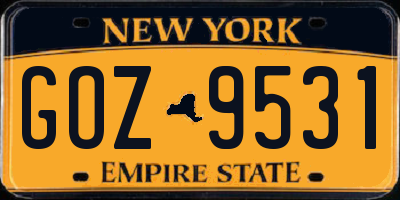 NY license plate GOZ9531