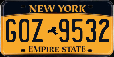 NY license plate GOZ9532